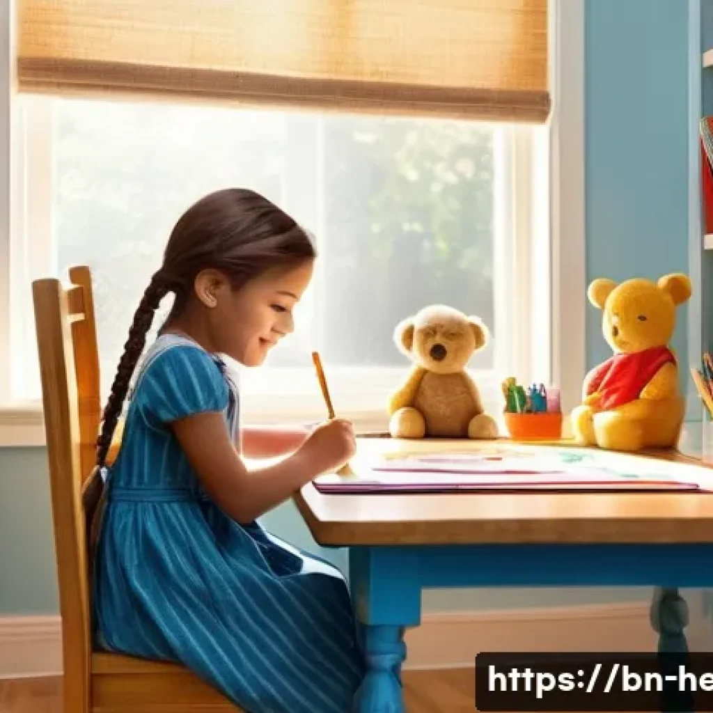 부모가 자녀에게 해서는 안 될 말 - **Prompt 1: Encouraging Young Artist**
    "A cozy, brightly lit children's room. A 7-year-old girl,...
