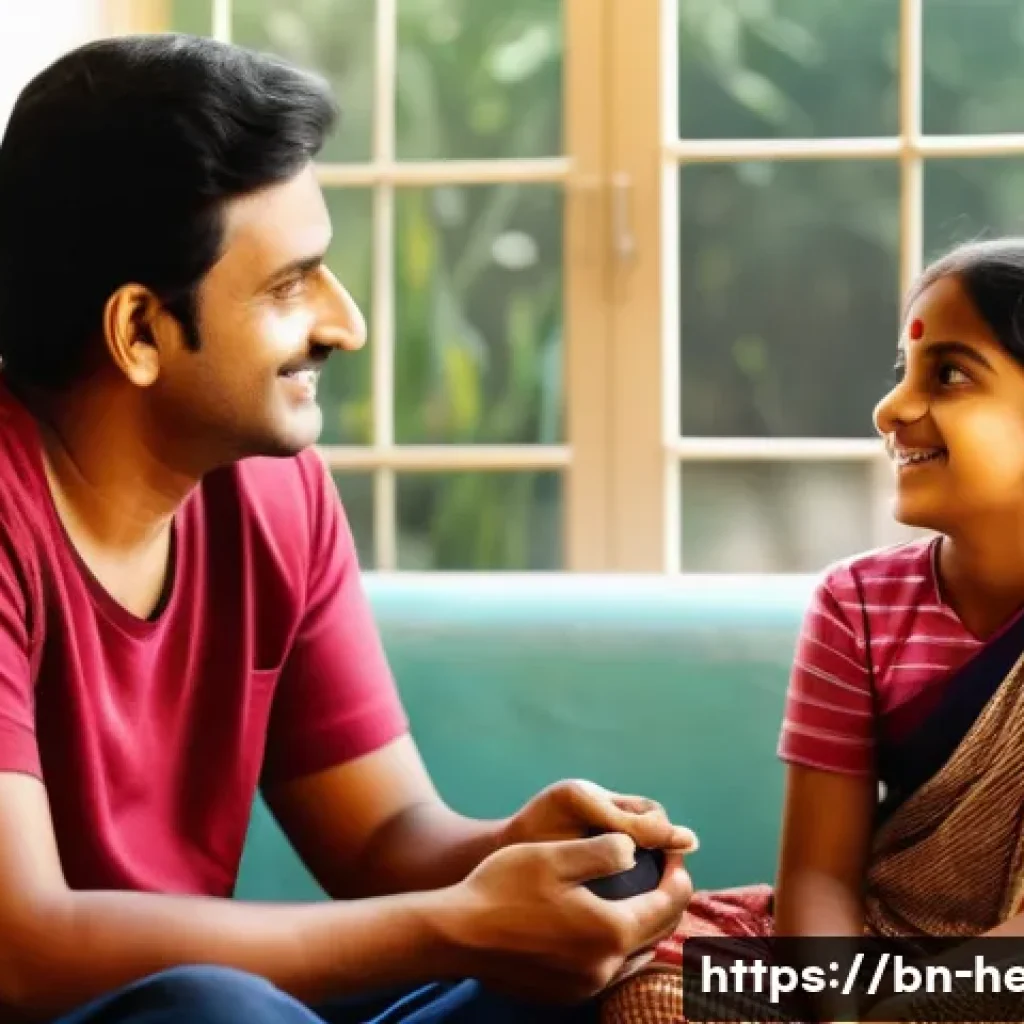 청소년기 행동 수정법 - A warm, intimate family scene in a typical Bengali household, showing compassionate parents and sibl...