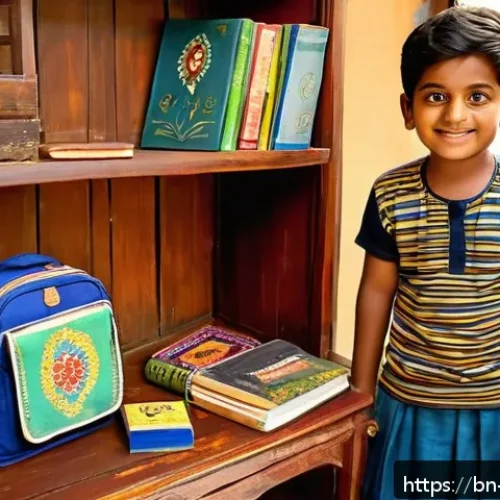 아이의 책임감 강화 프로젝트 - A warm, cozy Bengali family home scene showing a young Bengali boy wearing casual clothes and neatly...